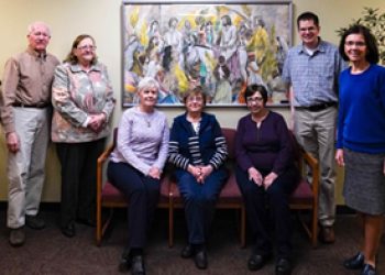 Group Photo Caption: The Gabriel’s Callers ministry team pictured left to right are Kenneth Ebert, Carolyn Gebhardt, Marilyn Jenkins, Joan Gehm, Jeanne Vilt, Rev. Michael Hanel and Liz Deck.